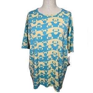 NWT Lularoe Disney Yellow Blue Irma Minnie Mouse Shirt XS